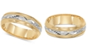 Macy's Two-Tone Decorative Beaded Edge Wedding Band in 14k Gold & White Gold